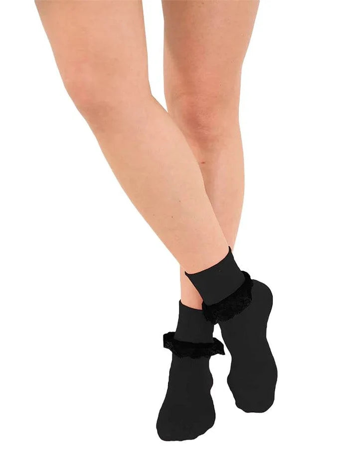 Girls Stylish Lace Trainer Socks - thefancydress.co.uk