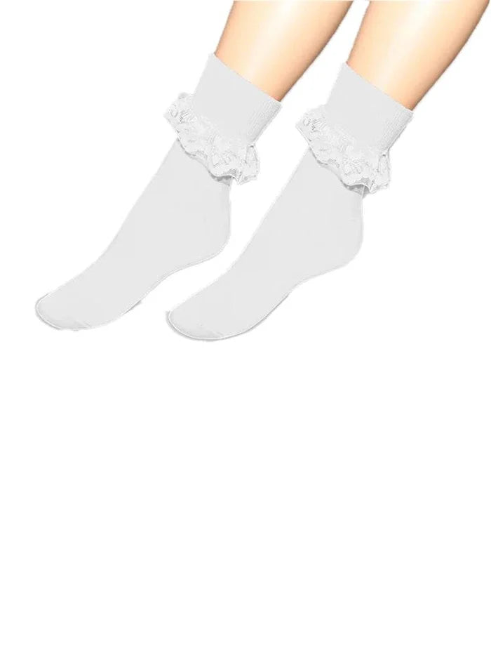 Girls Stylish Lace Trainer Socks - thefancydress.co.uk
