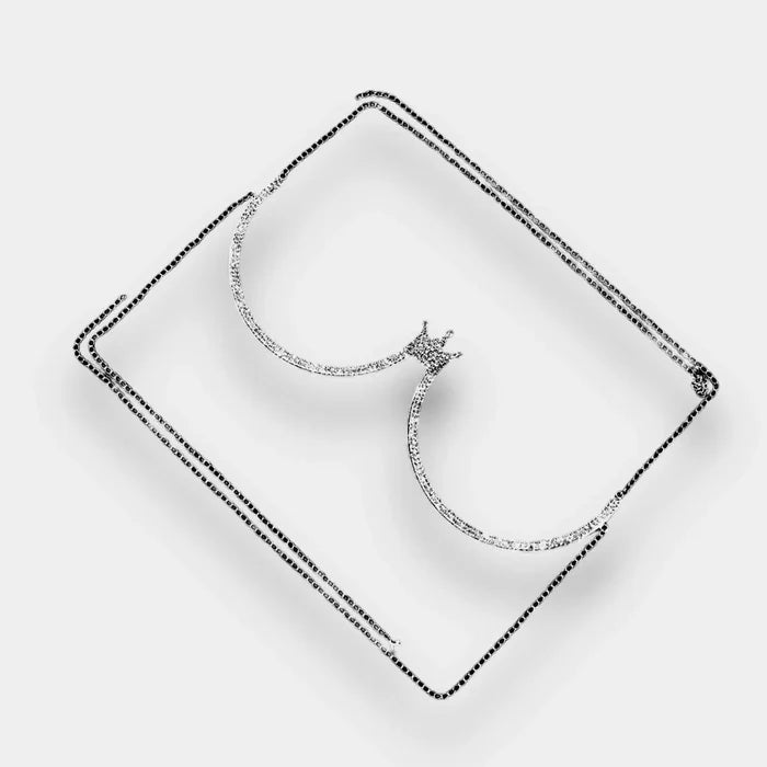 Glam Crown Jewel Chest Body Chain with silver rhinestone crown pendant, under-chest bracket design, and adjustable waist chains flat lay