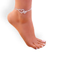 Women's Silver Rhinestone Double Heart Anklets - One Size - Wild Time Fashion