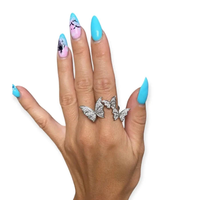 Women's Glittery Winged Adjustable Band Ring  - Wild Time Fashion