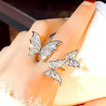 Women's Glittery Winged Adjustable Band Ring  - Wild Time Fashion