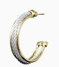 Gold and Silver Triple Layered  1.5" Hoop Earring