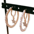 Gold Hoops Faux Pearls Rhinestone Moon & Stars Double Earrings - Wild Time Fashion