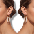 Gold Crystal Detachable Link Hoops - gold/white / Adults / Female - Women’s Earrings