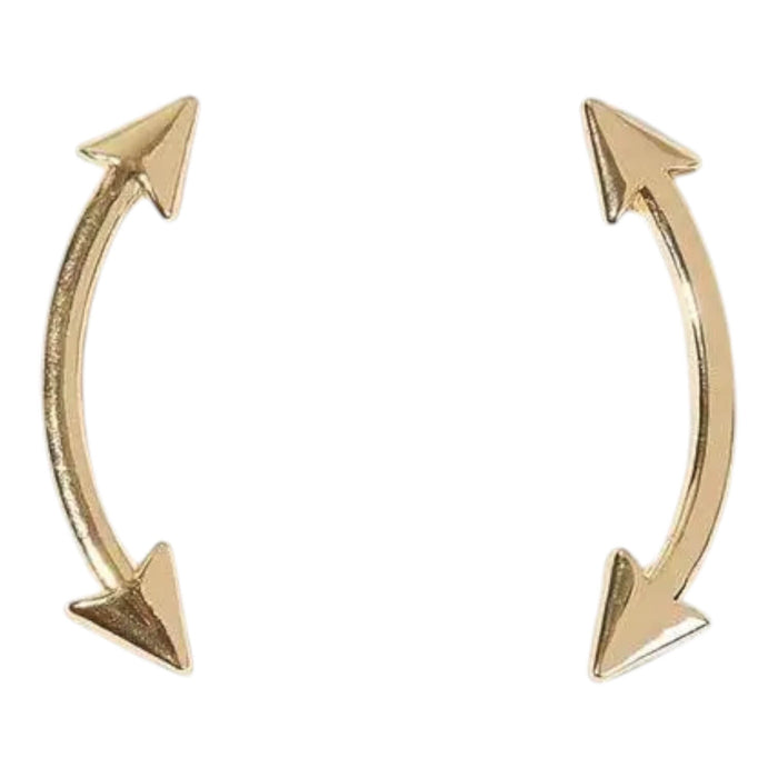 Gold Dual Arrow Crawler Earrings with minimalist slider design and boho western arrow detail white background one size