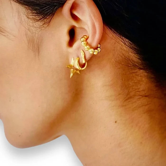 Gold Sphere Beaded Ear Cuff - One Size / gold / Ear cuff - Women’s Ear Cuffs