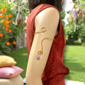 purple natural stone gold wire wrap upper arm cuff bracelet boho celestial body jewelry