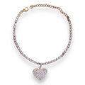 Golden Prong Set White Faceted Rhinestones Tennis Bracelet Anklet -One Size- Wild Time Fashion