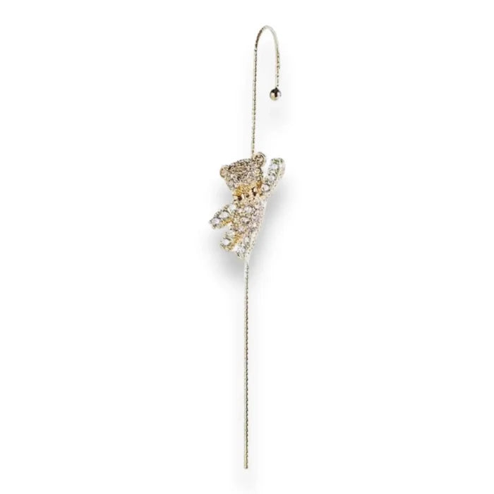 Gold Crystal Bear Ear Cuff Earring