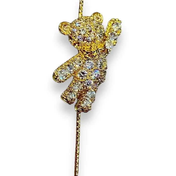 Gold Crystal Bear Ear Cuff Earring
