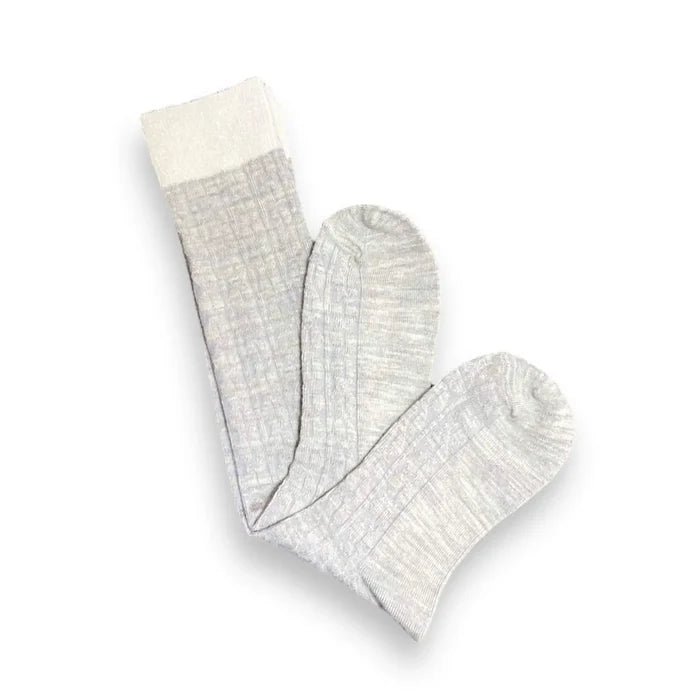 Gray Cable Knit Knee High Socks