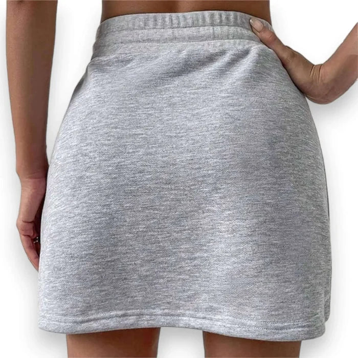 Gray Drawstring Casual Mini Skirt back view large