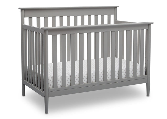 Delta Children Grey (026) Greyson Signature 4-in-1 Crib, angled view, a3a