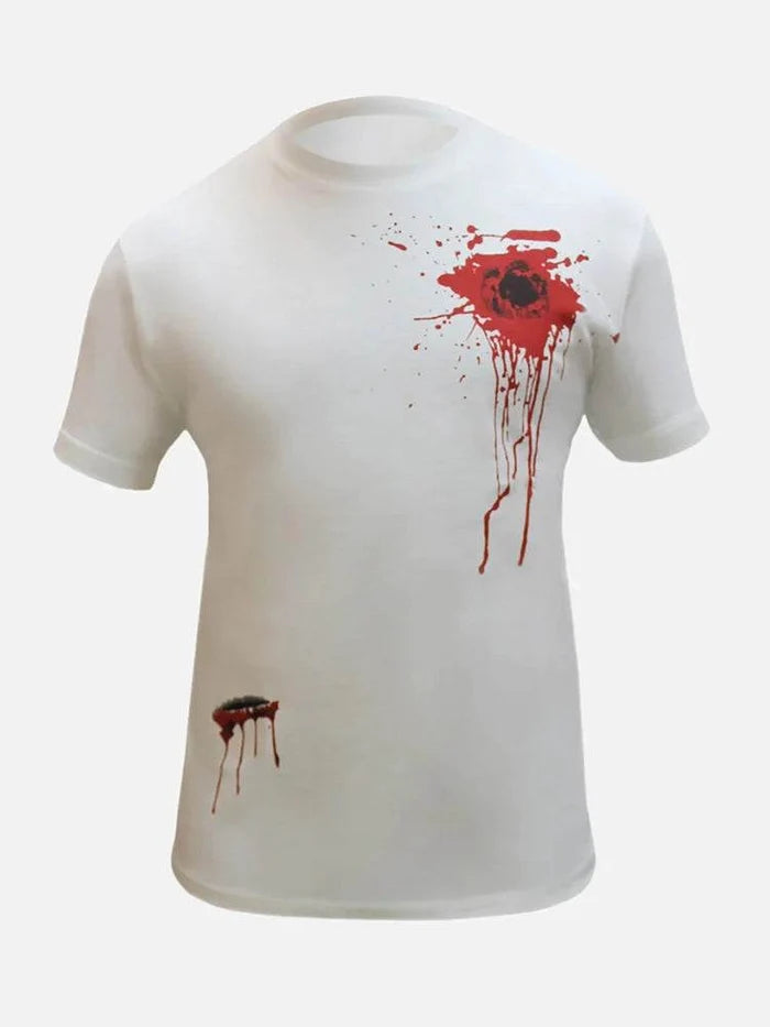 Halloween Gunshot Wound Printed T-Shirts - thefancydress.co.uk