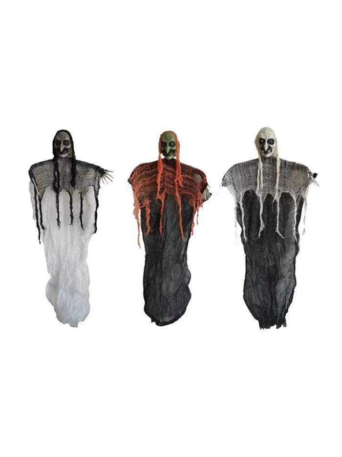 Wicked Fun Halloween hanging decorations with spooky ghost figures in black, white, and red