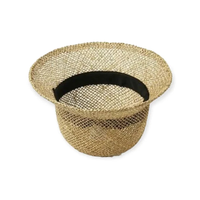 Sun Hat Hand Woven Seagrass Bucket Hat Men or Women- Wild Time Fashion