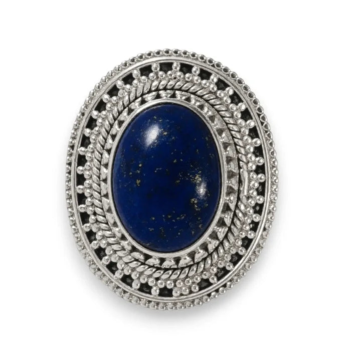Handcrafted Lapis Lazuli Sterling Silver Ring - 7.75 / sterling silver/blue / Female - Women’s Rings