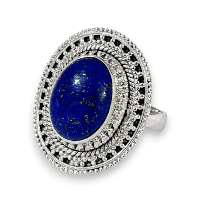 Handcrafted Lapis Lazuli Sterling Silver Ring - 7.75 / sterling silver/blue / Female - Women’s Rings