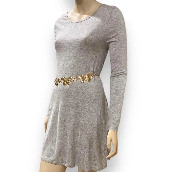 Heather Gray Long Sleeve Tunic Dress Top - Wild Time Fashion