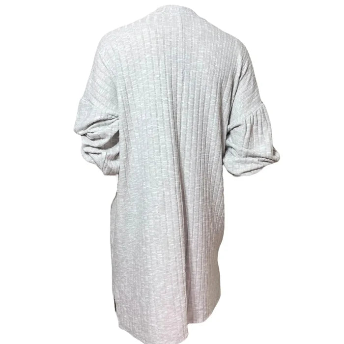 Women's  Heather Gray Plus-Size Mid Length Cardigan for Year-Round Versatility -1X or 2X - Wild Time Fashion