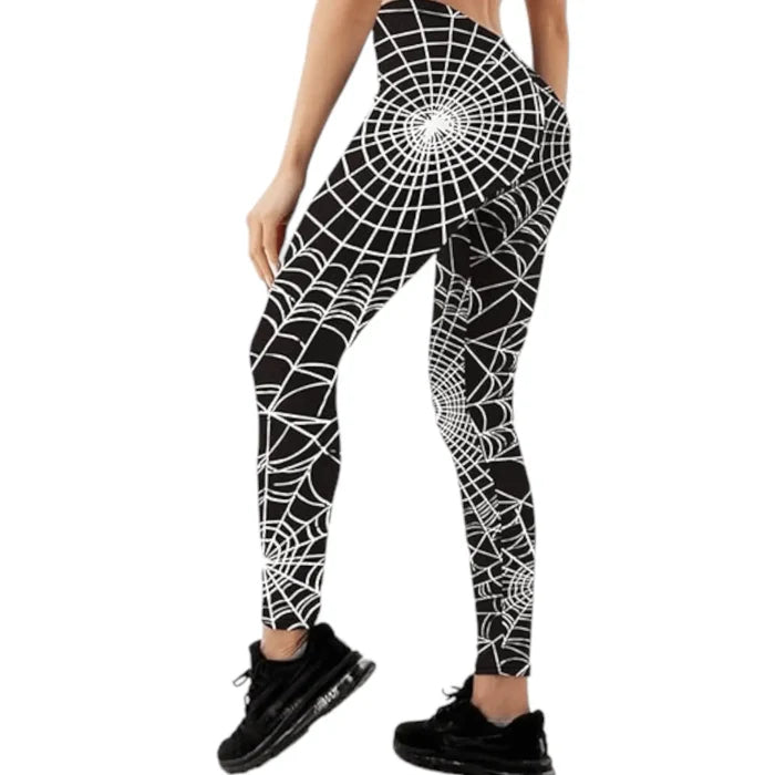 Stretch ankle leggings with elastic waistband—back view on model