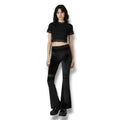 High Waisted Black Velvet Flare Pants - Black / Large / Female - Bell Bottoms Pants