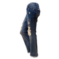 High Waisted Distressed Straight Leg Jeans with destroyed knees and frayed hem/ women's