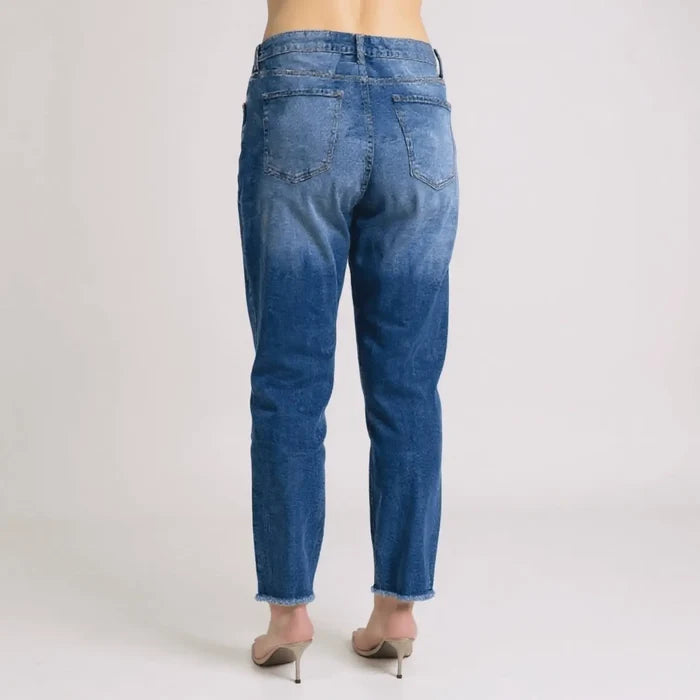 back view plus straight leg ankle jeans with pockets