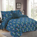 Blue floral quilt cover set with matching pillow shams