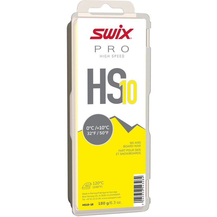 Swix Pro High Speed HS10 ski and snowboard wax packaging on a white background