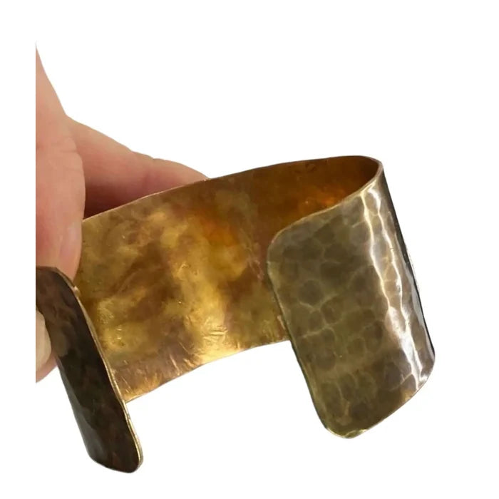 Huge Labradorite Triple Stone Cuff with electric labradorescence, sterling bezels, and hammered brass wide band