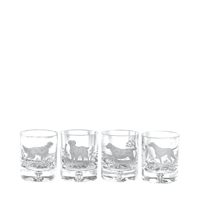 Julie Wear Hunting Dogs Rocks Glasses, Set of 4