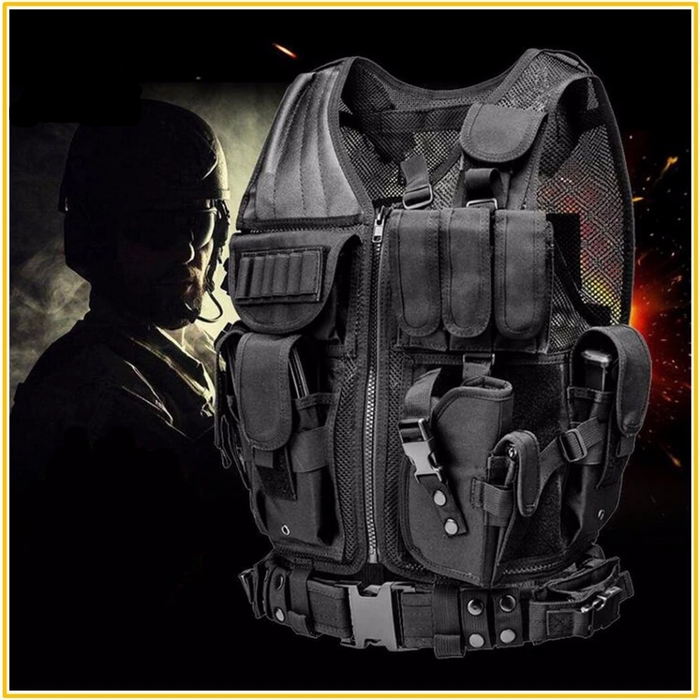 Hunting Tactical Vest Military Assault Combat Clothes with Holster - BlueArtDecor