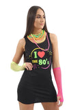 I Love The 80s Black Dress - thefancydress.co.uk