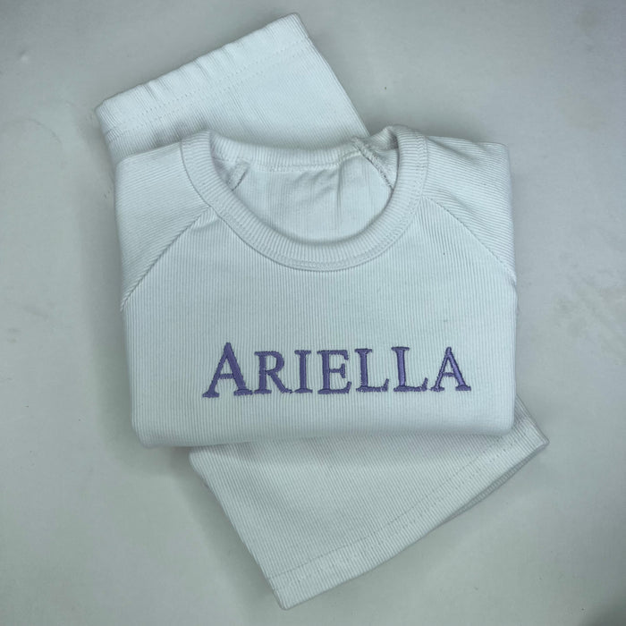 White Ribbed Short Set