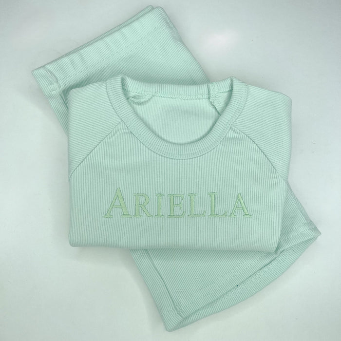 Mint Ribbed Short Set