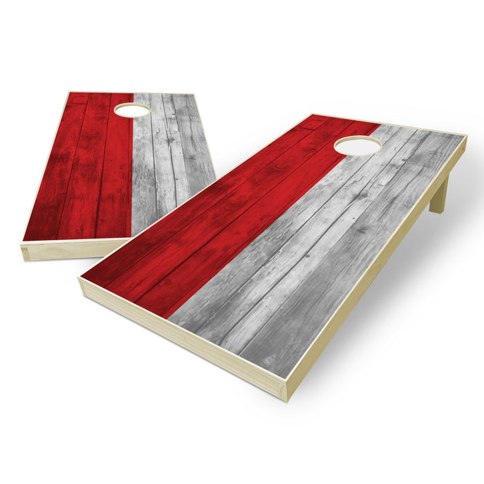 Indonesia Flag Cornhole Set - Distressed Wood