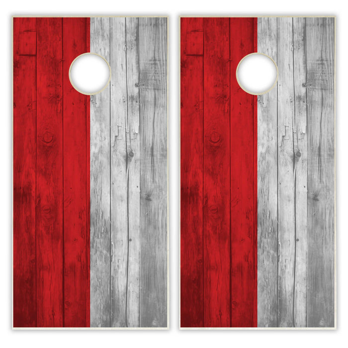 Indonesia Flag Cornhole Set - Distressed Wood