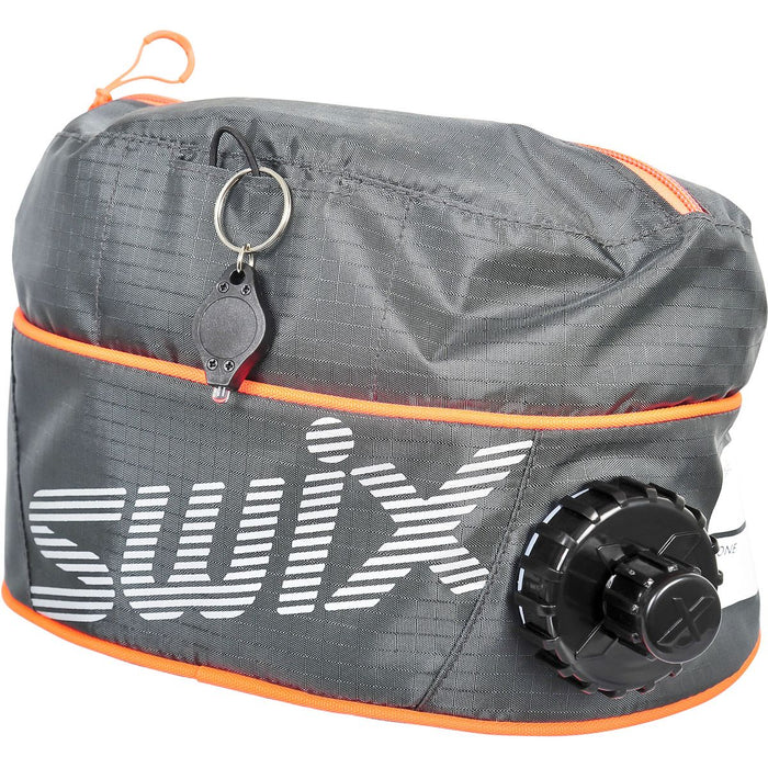 Gray bag with orange accents and 'Swix' branding on a white background