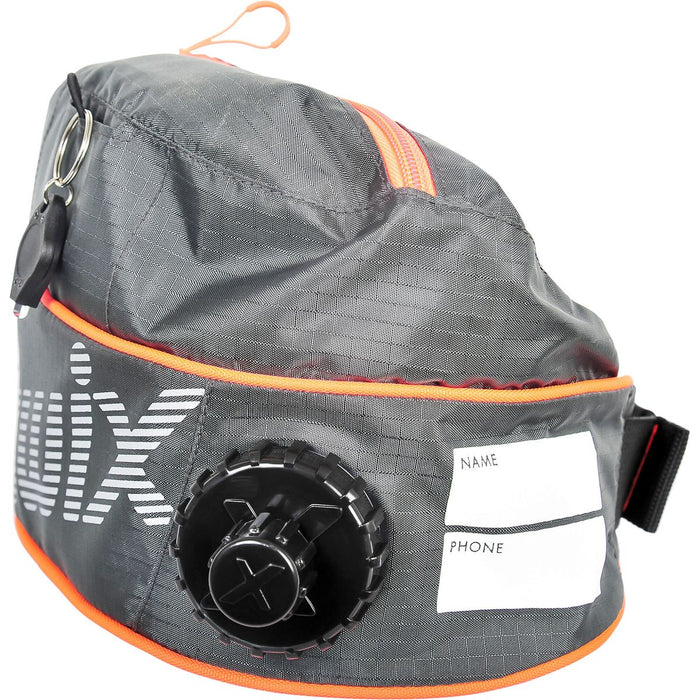 Gray bag with orange accents and a visible brand logo on a white background