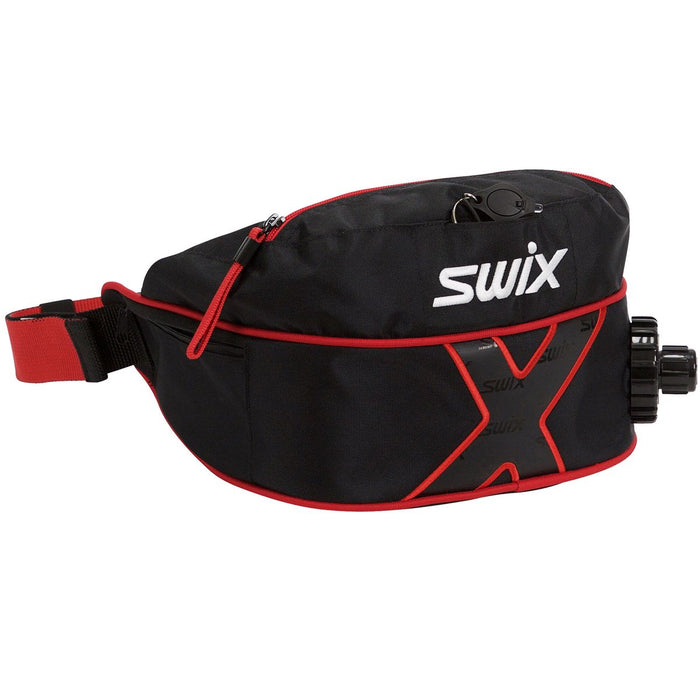 Black and red waist bag with 'Swix' branding on a white background