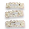 Stunning Oversized Rectangle Pearl Hair Clips - Set of 4 - Wild Time Fashion