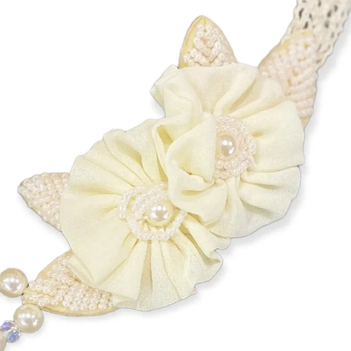 Ivory Pearl Long Necklace Floral Corsage - ivory / One Size / Female - Women’s Necklaces