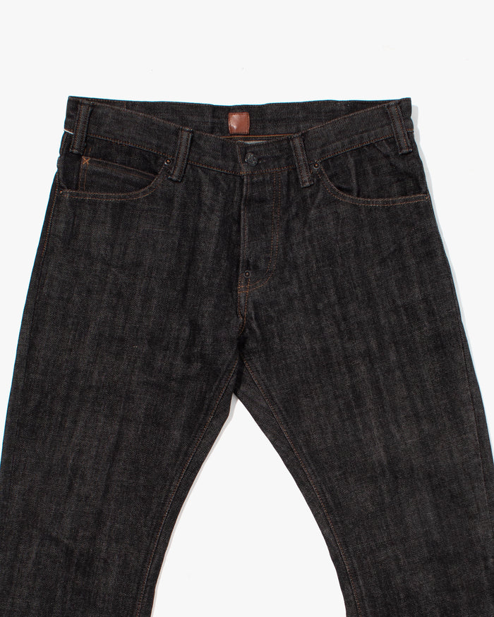 Japanese Repro Denim Jeans, Geruga, Washed Black with Brown Stitching - 33