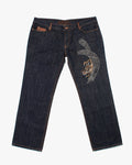 Japanese Repro Denim Jeans, Kyoto Wappa, Bronze Painted Dragon - 42"