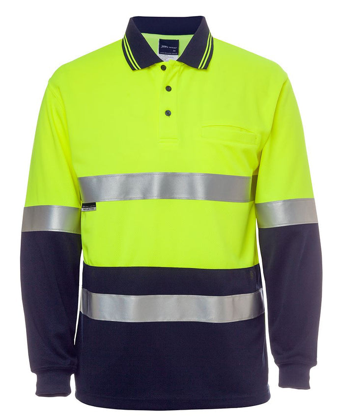 JBs 6HMCB Hi Vis L/s Cotton Back Taped Polo