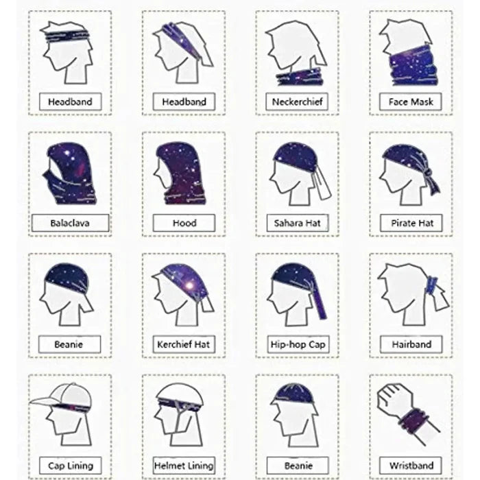 Motorcycle Face Cover Gaiters Multi purpose use chart