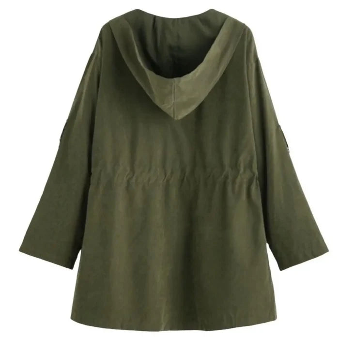 Khaki Draped Drawstring Lightweight Jacket
