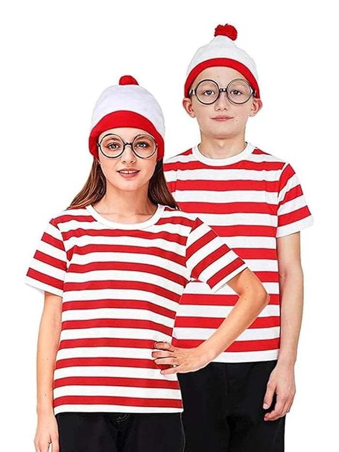 Kids Red & White Striped Outfit Set - thefancydress.co.uk